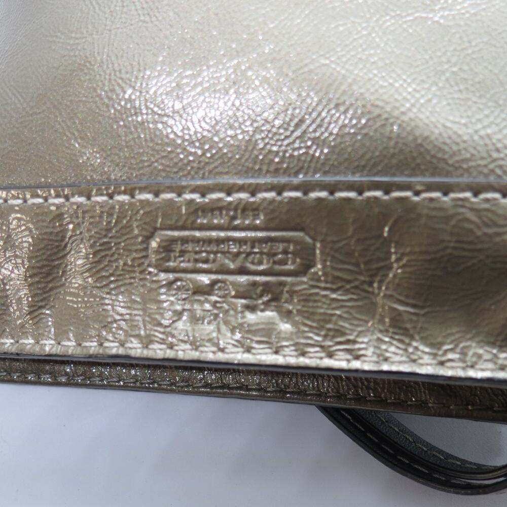 Coach Zoe Hobo Bag Olive Green Patent Leather Y2K Vintage Small Shoulder Purse - Picture 8 of 10
